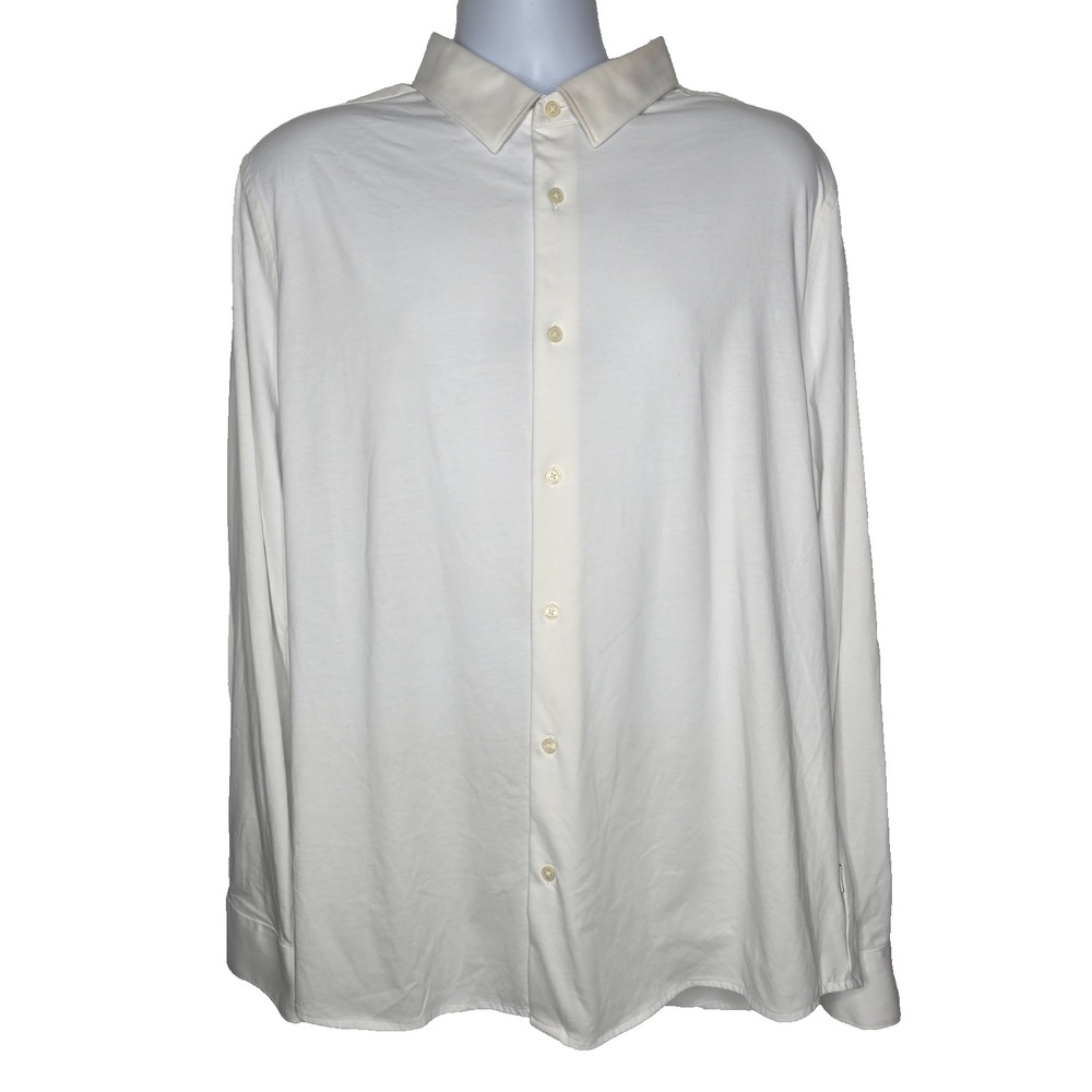 7 Diamonds Girona Shirt Men XXL 2XL White Long Sleeve Button Golf NEW Stretch